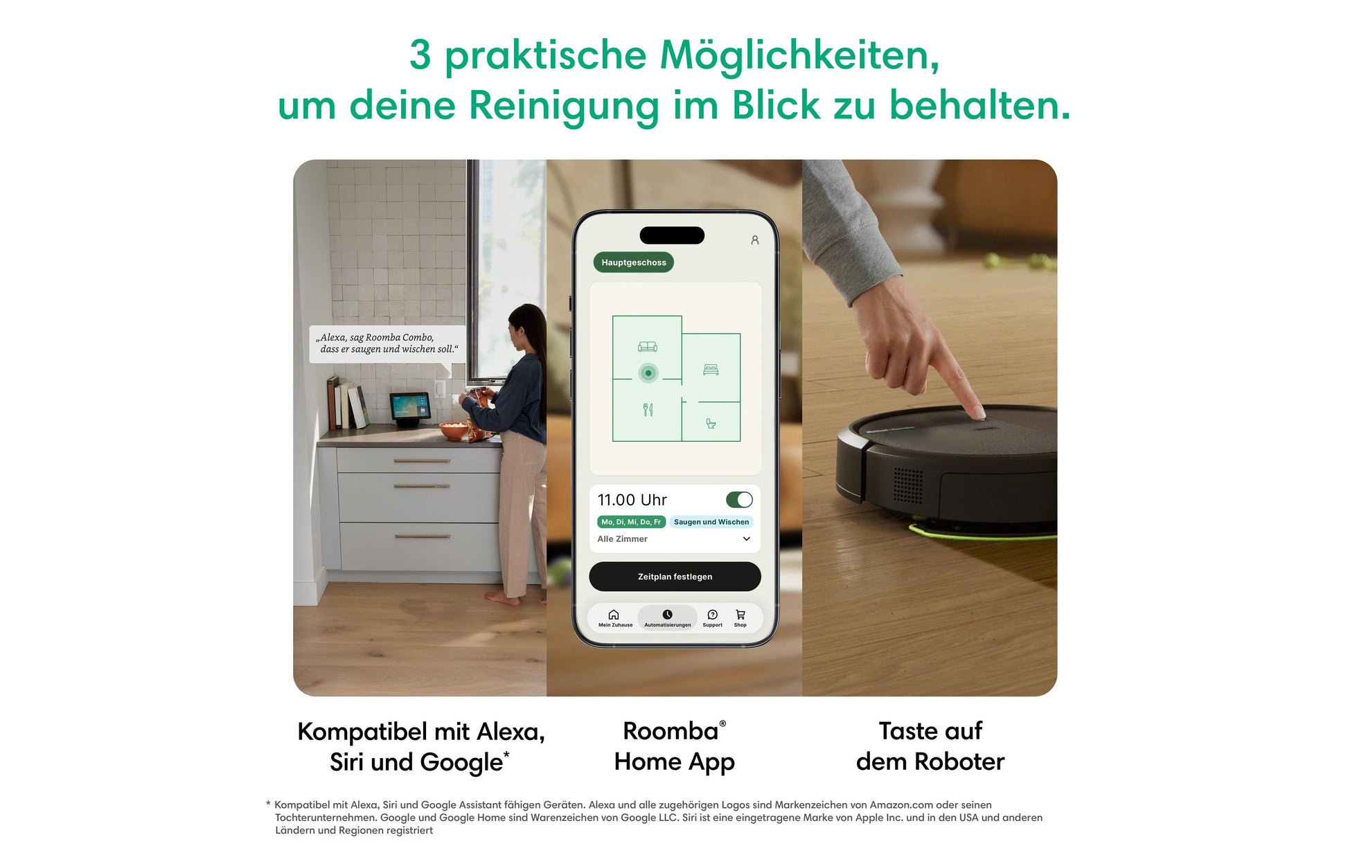 iRobot Saugroboter Roomba 115 Combo Dock mit Wischfunktion – 150 min, Höhe 79 mm