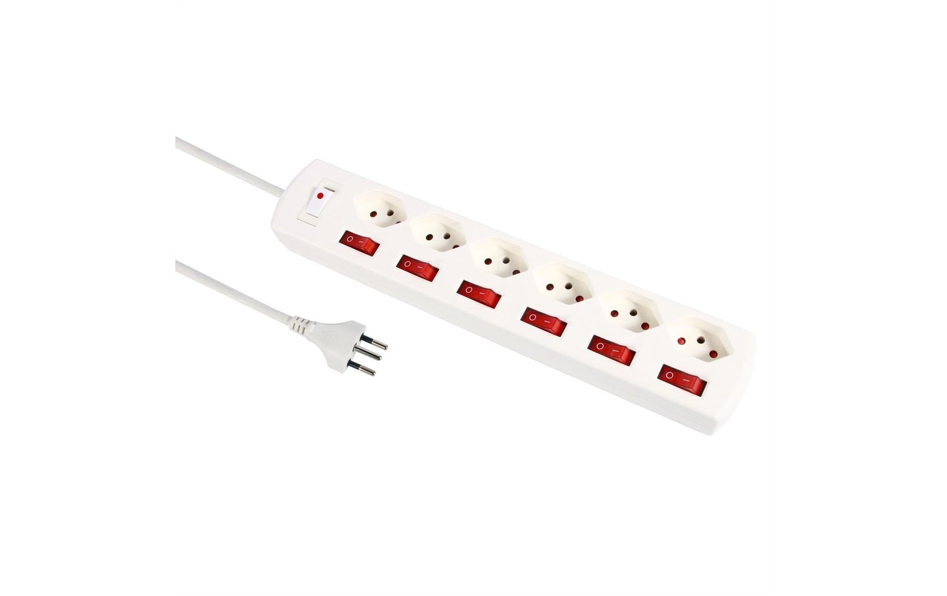 M. Schönenberger Schönenberger Fix-Line Steckdosenleiste T13×6 – Eingang T12, 2 m Kabel, Kinderschutz