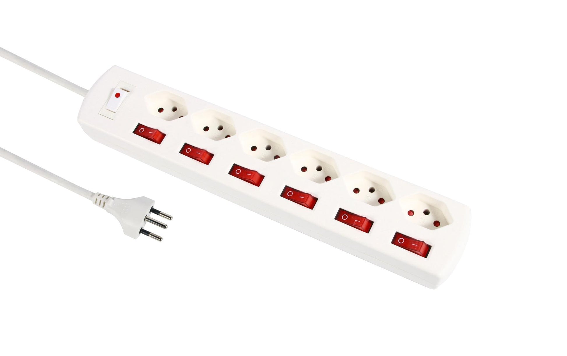 M. Schönenberger Schönenberger Fix-Line Steckdosenleiste T13×6 – Eingang T12, 2 m Kabel, Kinderschutz
