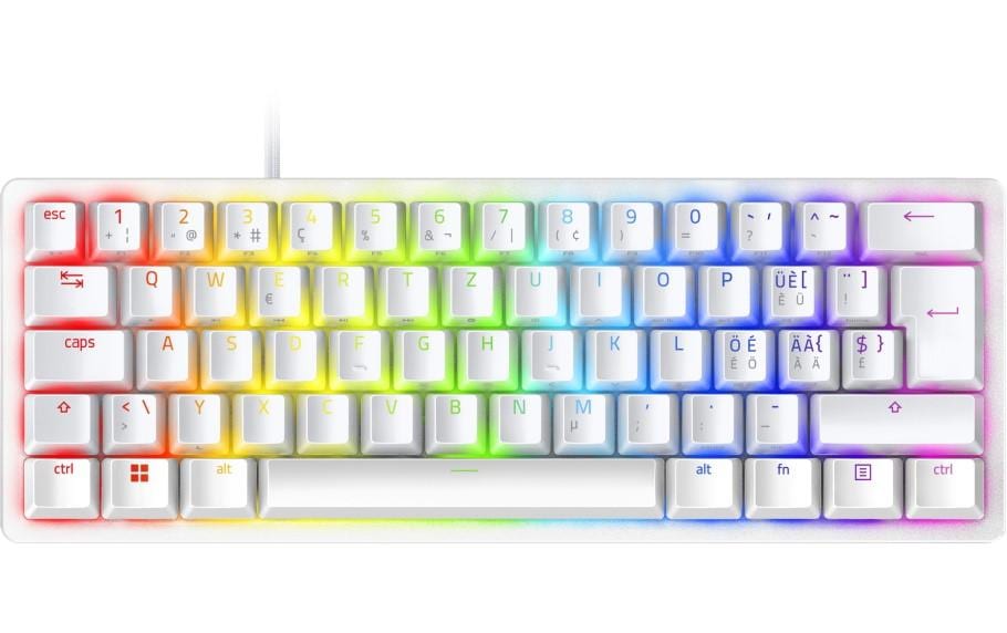 Razer Huntsman Mini Mercury – Gaming-Tastatur 60% – Mechanisch, RGB – USB-C Kabelgebunden – QWERTZ (CH) – Weiss