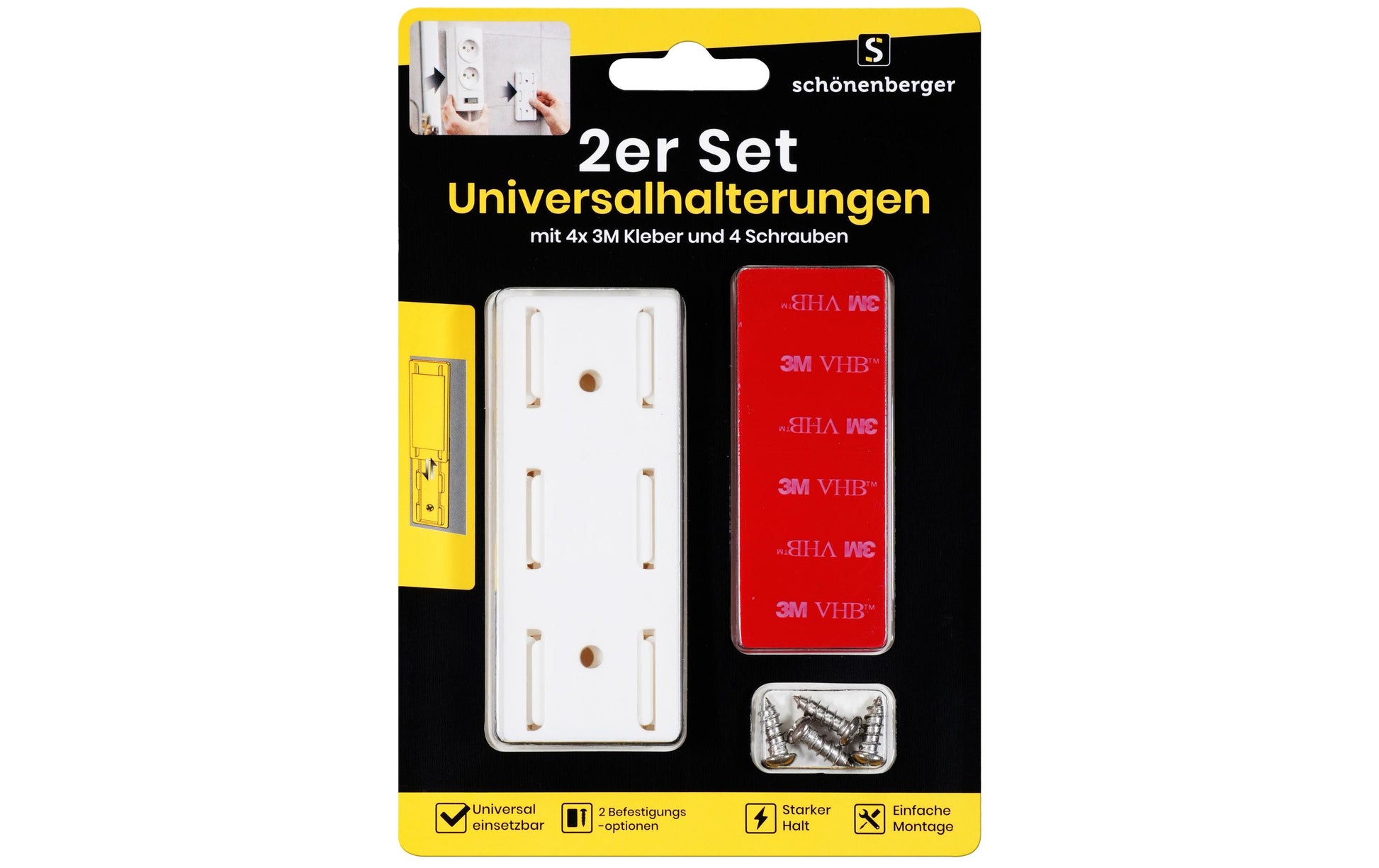 M. Schönenberger Schönenberger Universalhalterung, 2er Set, 150×20×150 mm – weiss