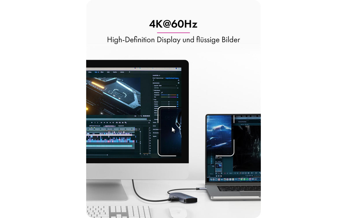 RaidSonic ICY BOX IB-DK4081-SO-LCD Dockingstation – USB-C, 1× HDMI, 3× USB-A, 100 W PD, für Mac