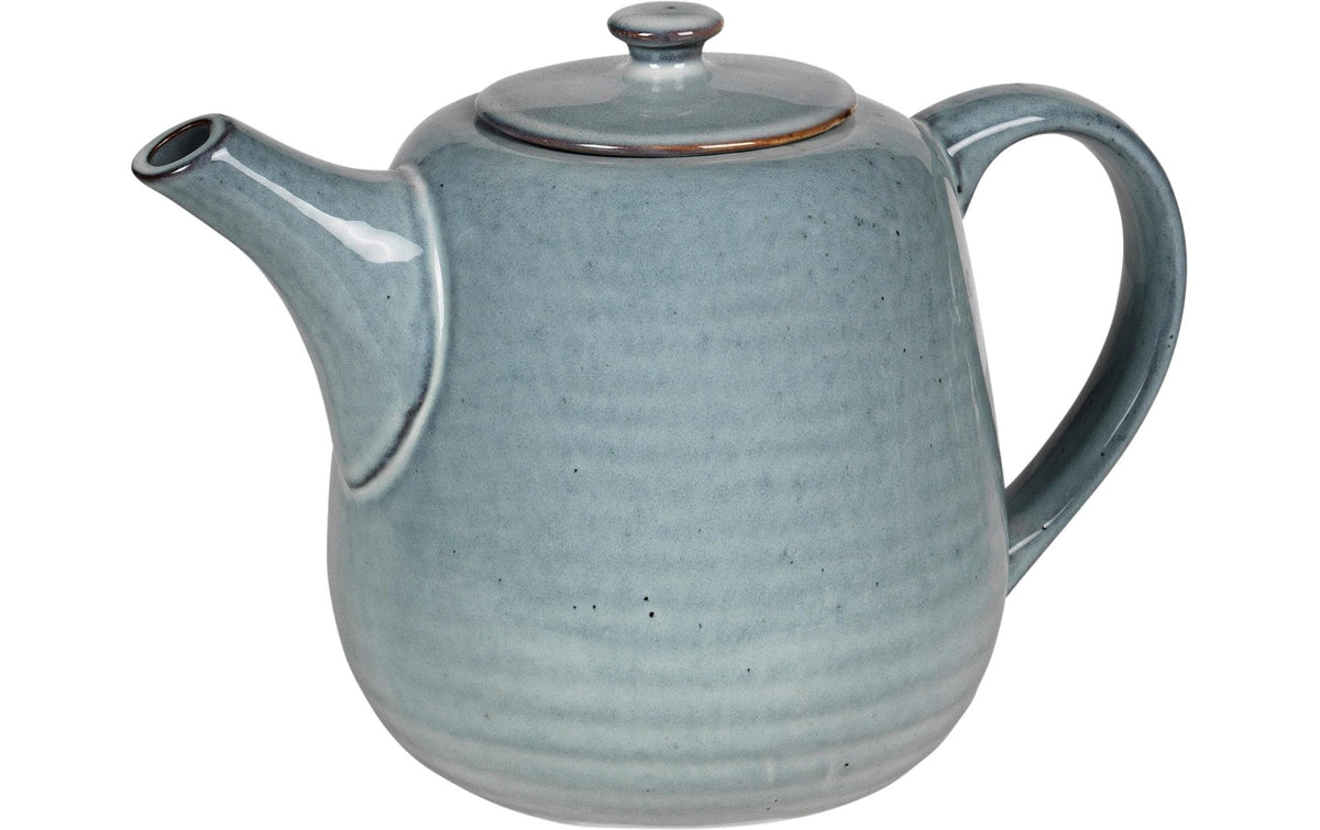 Broste Copenhagen Teekanne – 1,3 l, Ø 25,0 cm, H 18,0 cm, Steingut, Blau/Grau, spülmaschinenfest