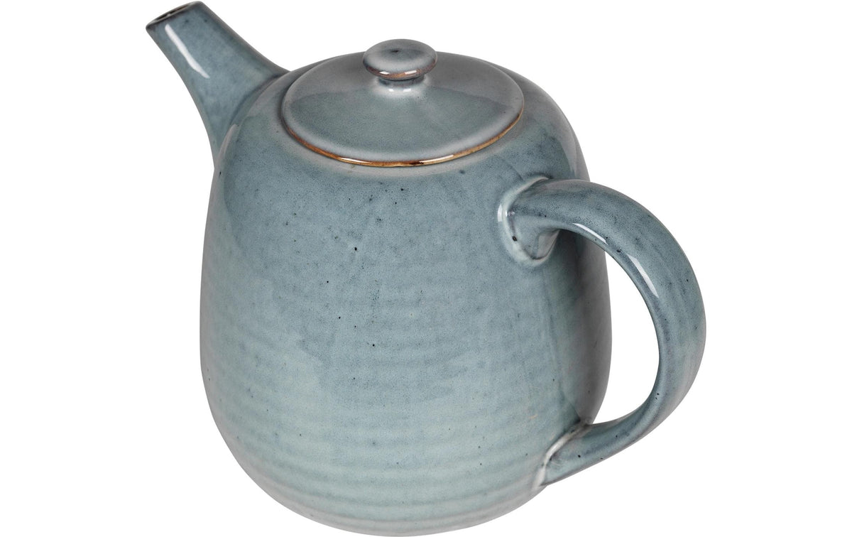 Broste Copenhagen Teekanne – 1,3 l, Ø 25,0 cm, H 18,0 cm, Steingut, Blau/Grau, spülmaschinenfest