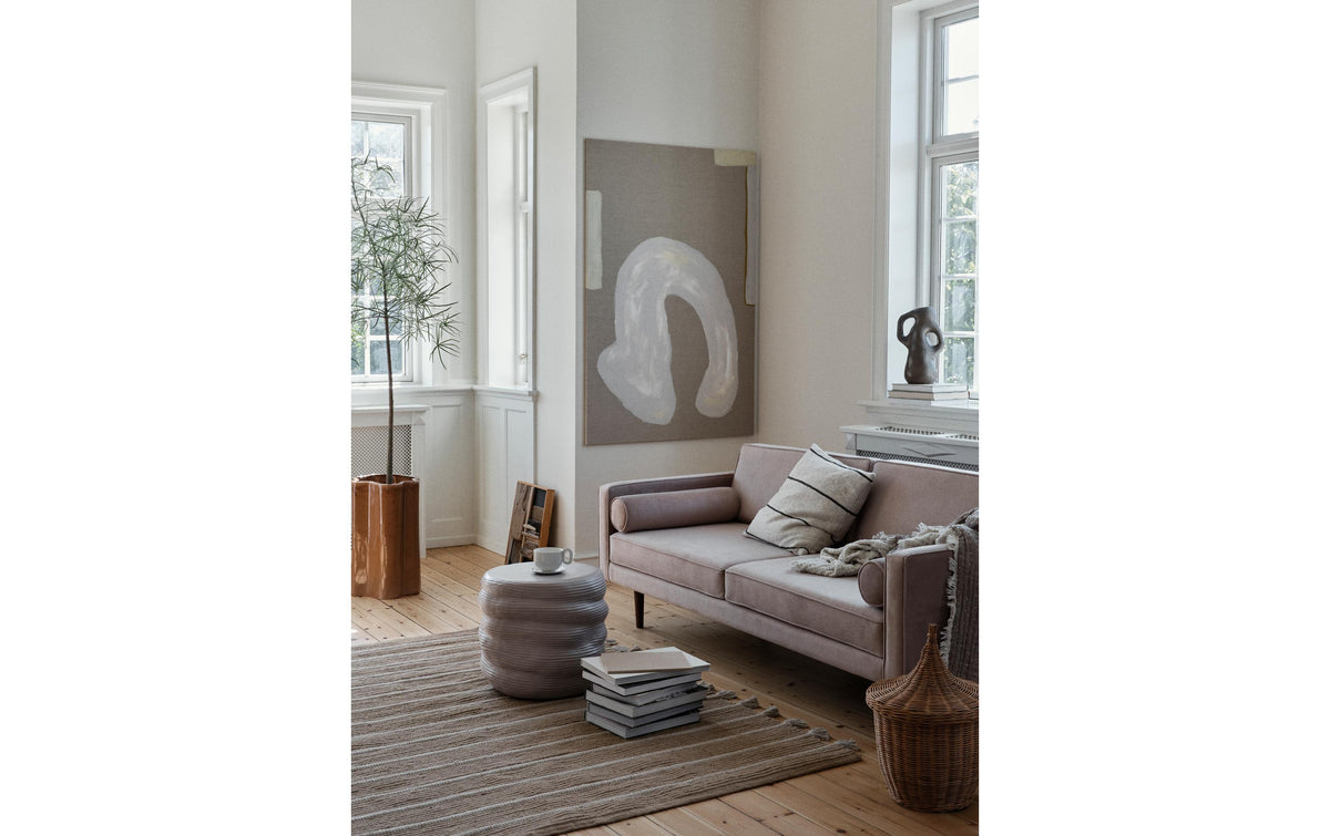 Broste Copenhagen – Sigrid Kissenbezug – 50 × 50 cm, Baumwolle/Leinen, Hellbeige/Schwarz