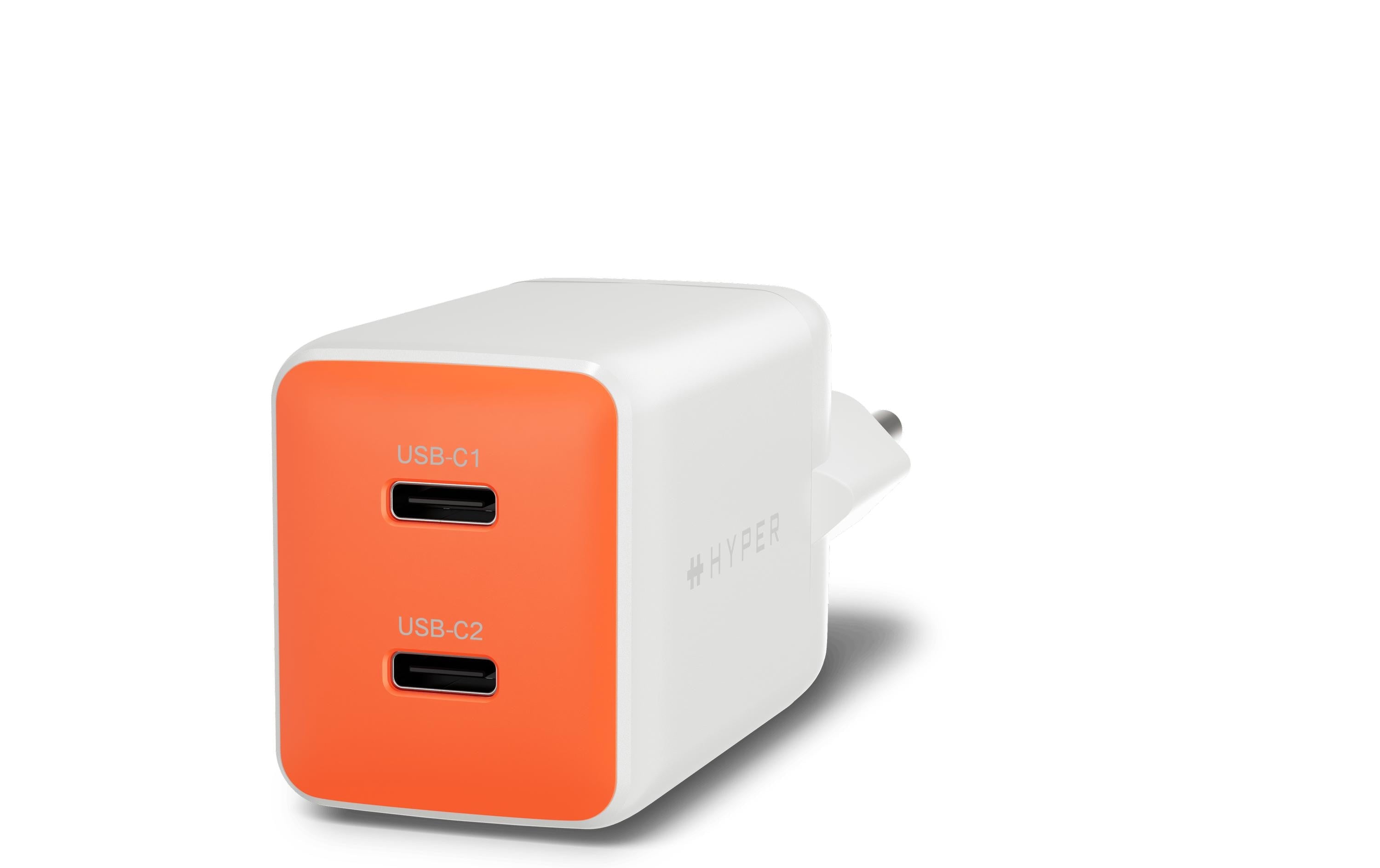 Hyper Flex USB-Ladegerät 45 W – USB-C×2 – für Mobiltelefon, Smartwatch, Tablet u. a. – Orange