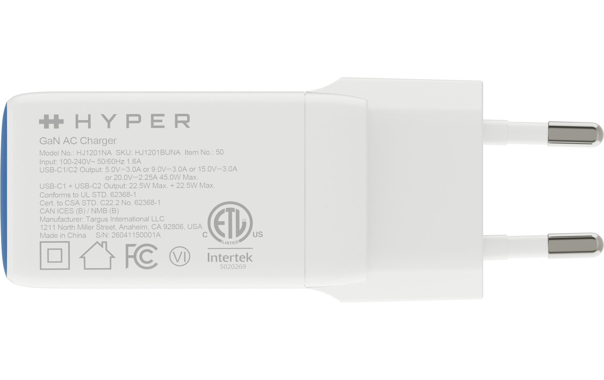 HyperJuice Flex USB-Ladegerät 45 W – USB-C×1, GaN – Blau