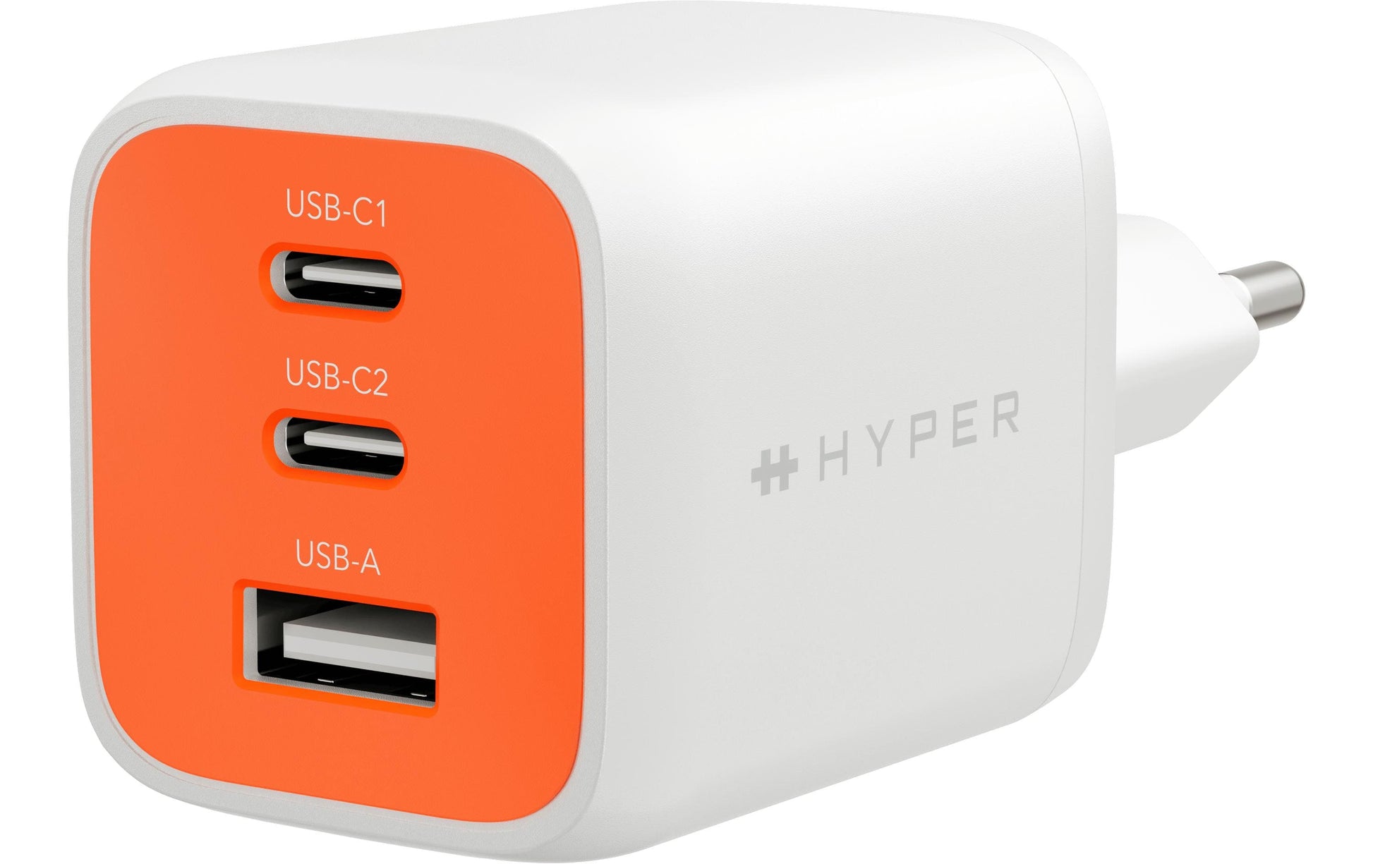 Hyper Flex USB-Wandladegerät 65 W – USB-C×2, USB-A×1, GaN – Orange