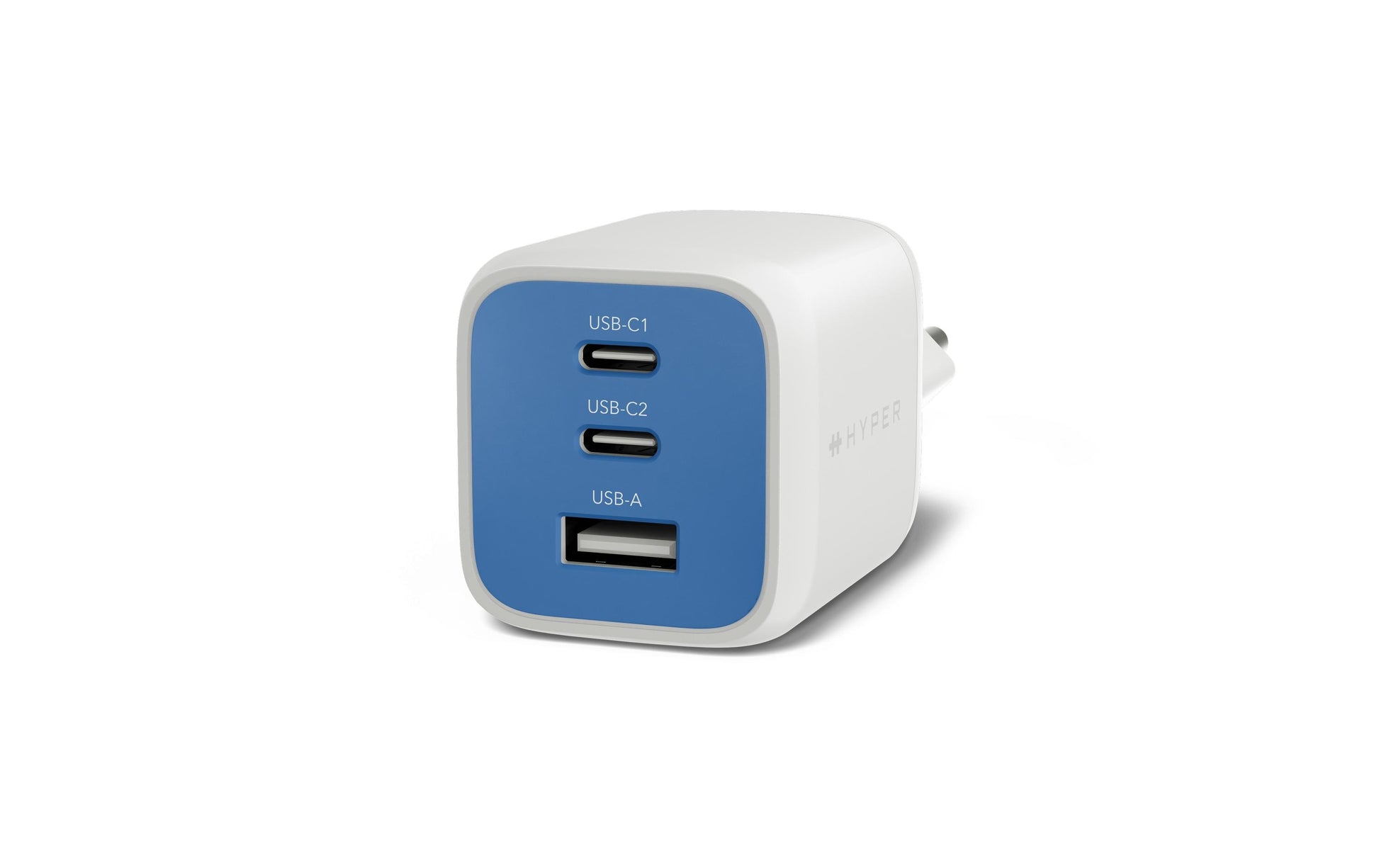 HyperJuice Flex USB-Desktop-Ladegerät 65 W – USB-C×2, USB-A×1, GaN – Blau