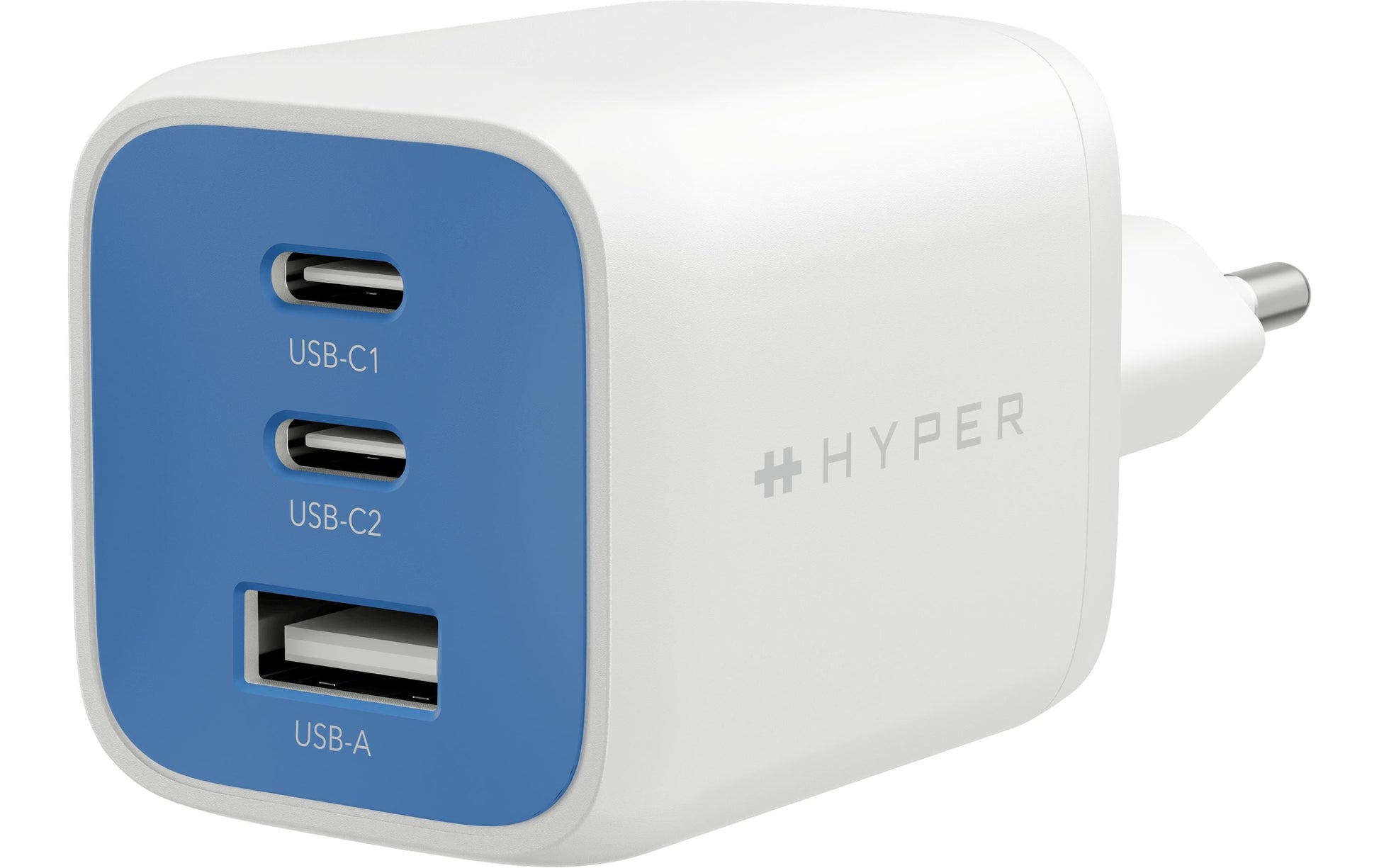 HyperJuice Flex USB-Desktop-Ladegerät 65 W – USB-C×2, USB-A×1, GaN – Blau