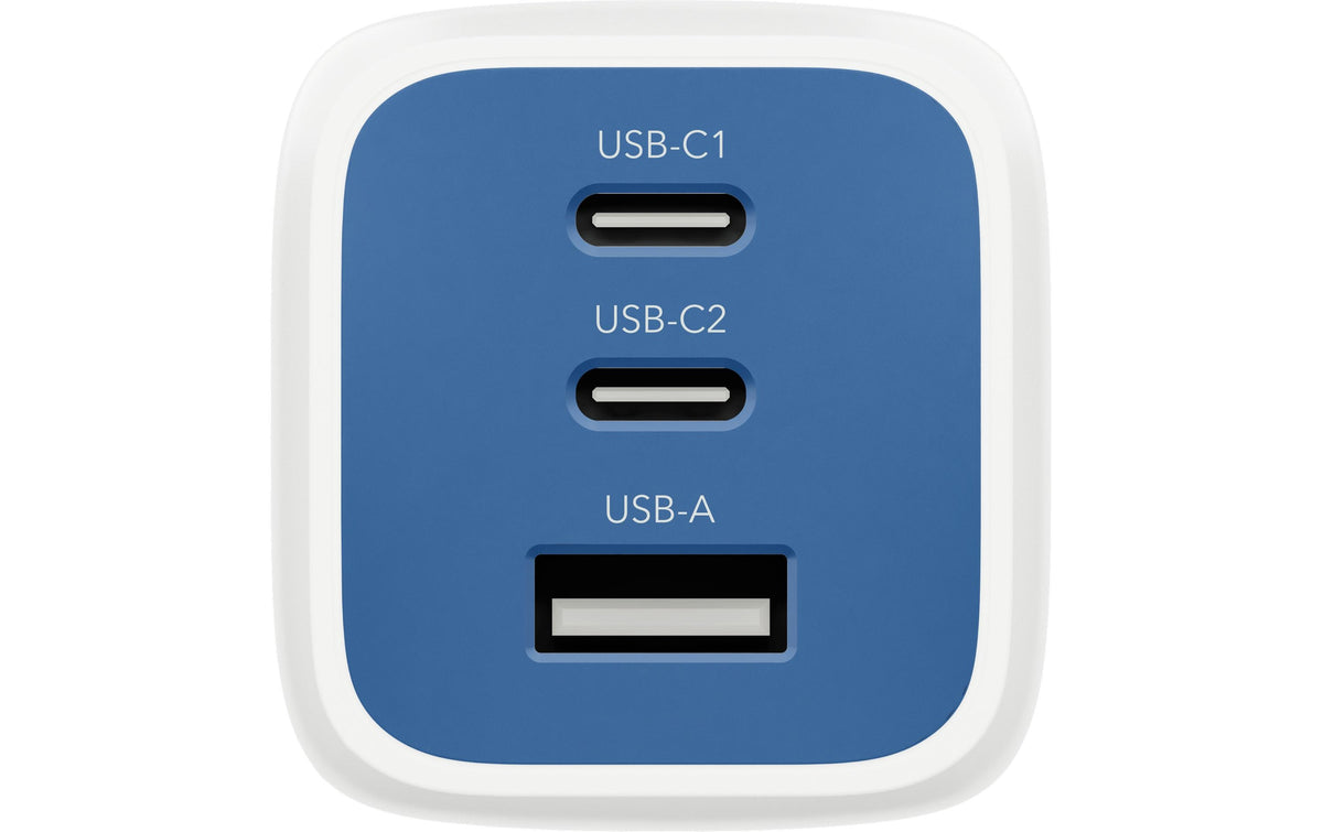 HyperJuice Flex USB-Desktop-Ladegerät 65 W – USB-C×2, USB-A×1, GaN – Blau