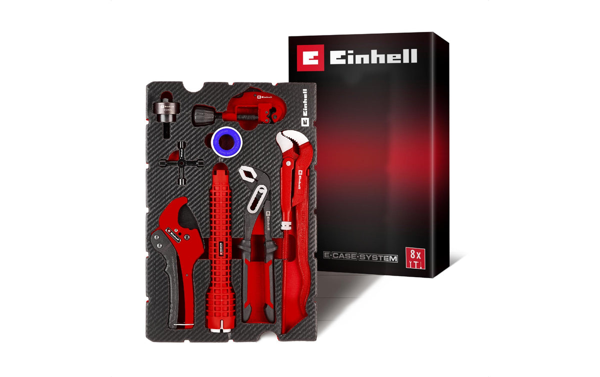 Einhell Sanitär Werkzeug-Set – Rohrschneider & Wasserpumpenzange – 8-teilig