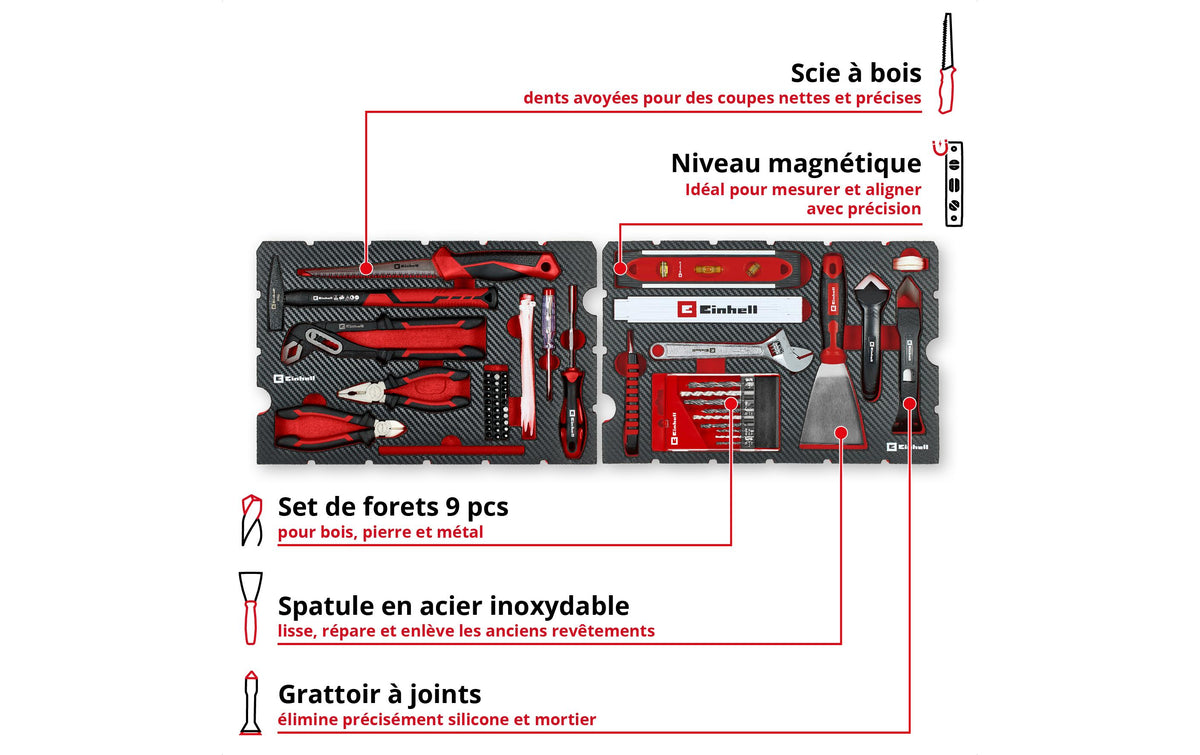 Einhell Renovierungs-Werkzeugkoffer Sanitär – 78-teilig, 440 × 330 × 130 mm