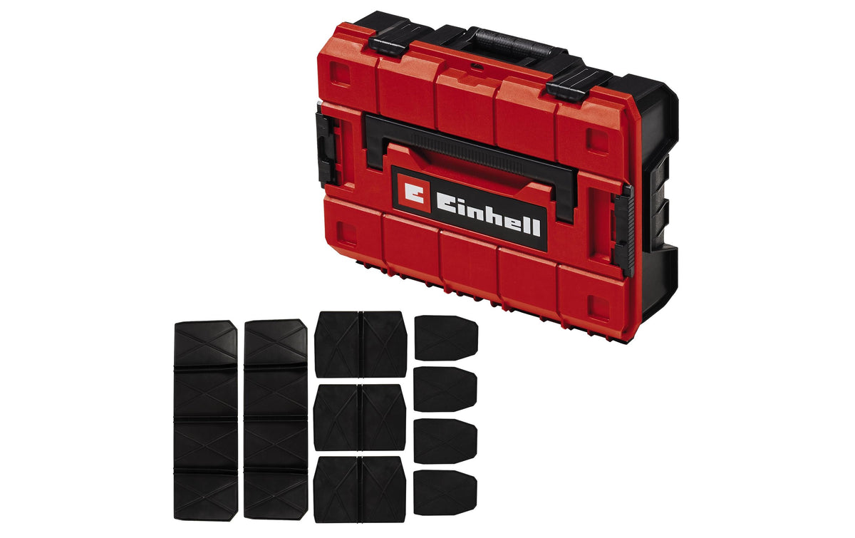 Einhell E-Case S-F Systemkoffer 11 l – leer, mit Trennwänden, mit Klickverschluss, für Einhell E-Case System