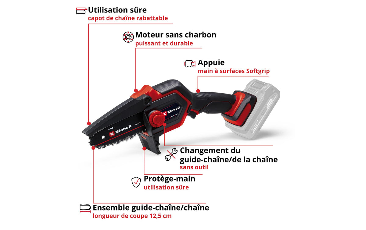 Einhell GE-PS 18/15 Li Akku-Astkettensäge – Schwertlänge 158 mm – Solo – Power X-Change