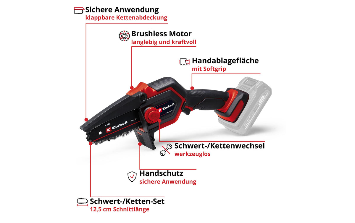 Einhell GE-PS 18/15 Li Akku-Astkettensäge – Schwertlänge 158 mm – Solo – Power X-Change