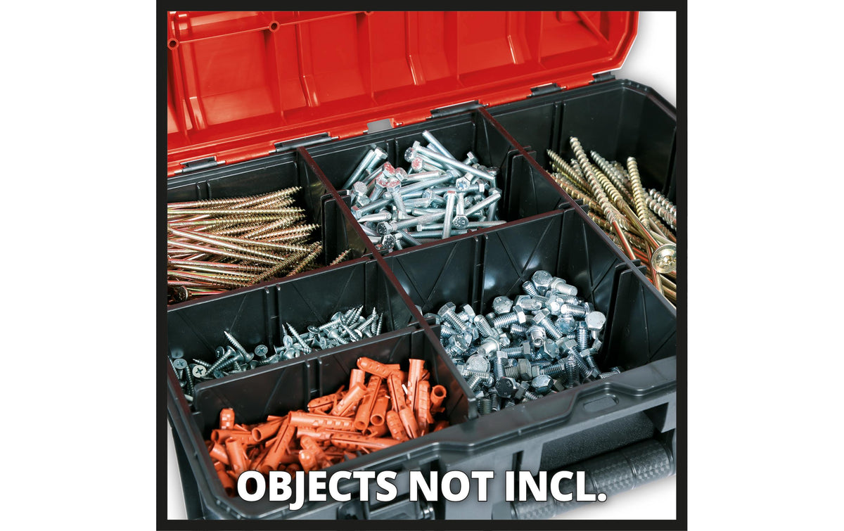 Einhell E-Case S-F Systemkoffer 11 l – leer, mit Trennwänden, mit Klickverschluss, für Einhell E-Case System
