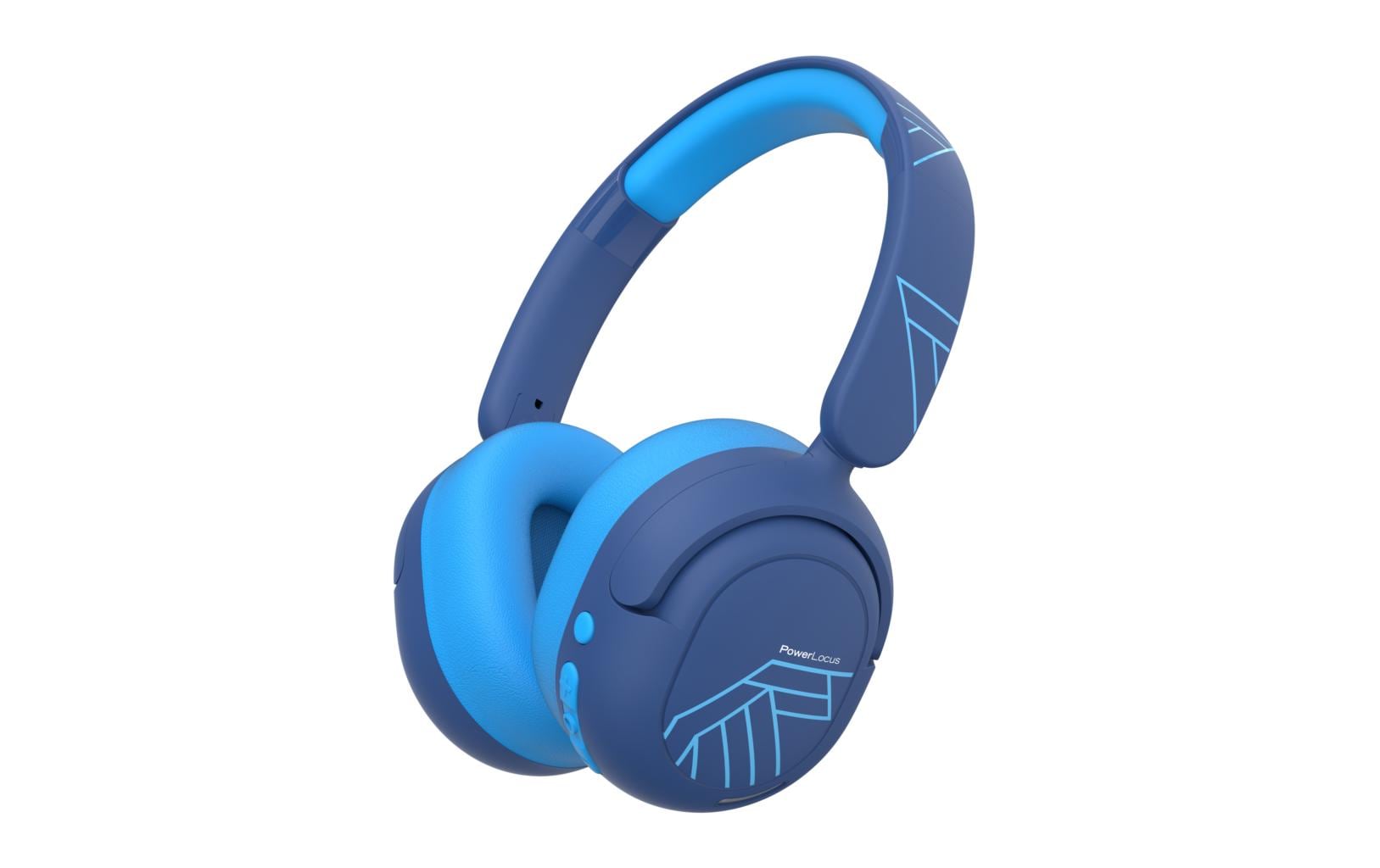 PowerLocus Lion Kids Kinderkopfhörer – Over-Ear, BT, ANC, Blau, BT 5.0