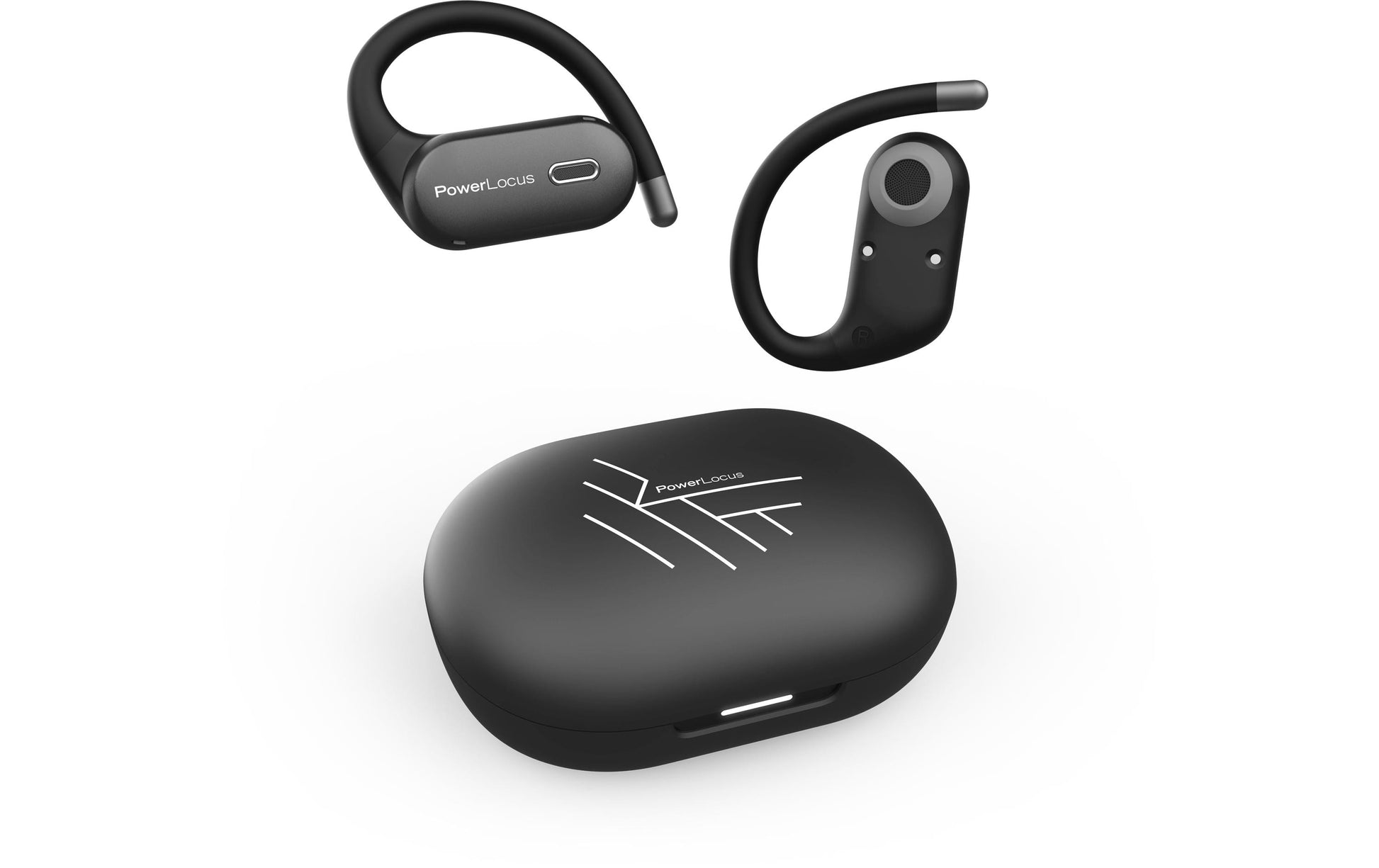 PowerLocus Move Ohrbügel True Wireless – BT 5.3, mit Ladecase, Schwarz