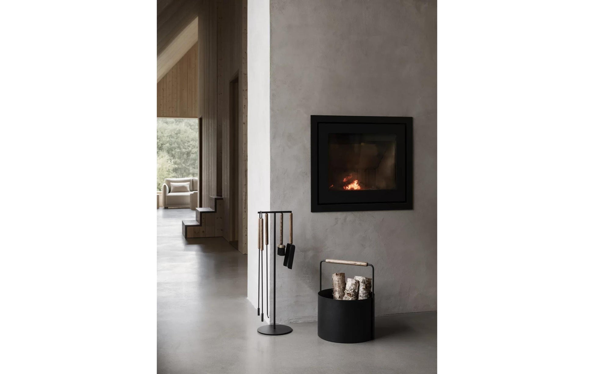 Blomus Ashi Aufbewahrungskorb – Metall – Schwarz (mit Tragegriff, FSC 100%) – 350 × 450 × 350 mm