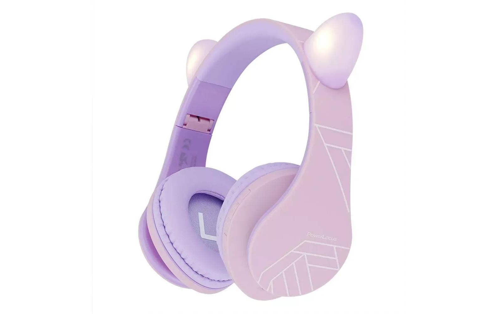 Powerlocus P2 Kids Kinderkopfhörer – Over-Ear, BT, mit Lautstärkebegrenzung, Violett/Rosa