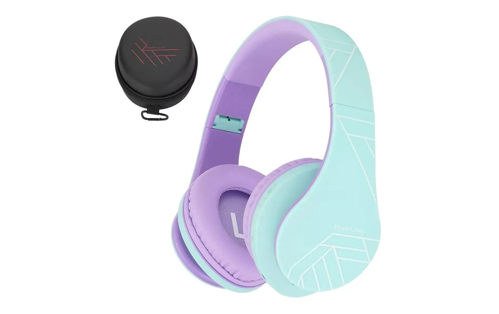 Powerlocus P2 Kids Kinderkopfhörer – Over-Ear, Kabel + BT, Blau/Violett, BT 5.3