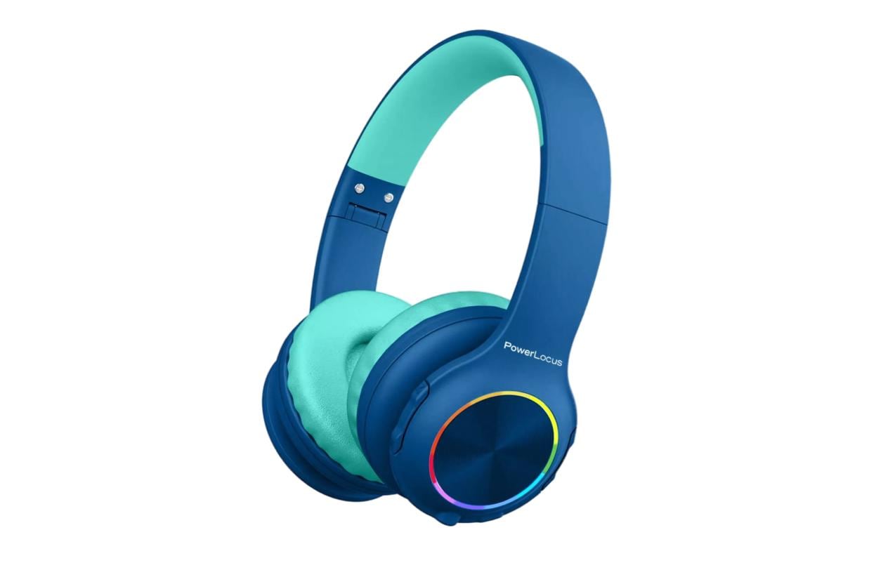 Powerlocus PLED Kinderkopfhörer – On-Ear, Stereo, Kabel + BT, USB-C, Blau, BT 5.0