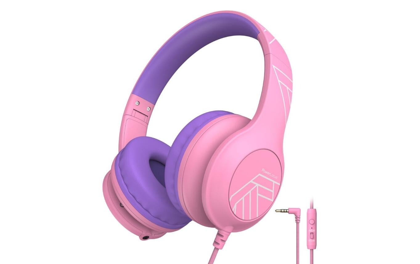 PowerLocus PLED Kinderkopfhörer – Over-Ear, Kabel, Rosa