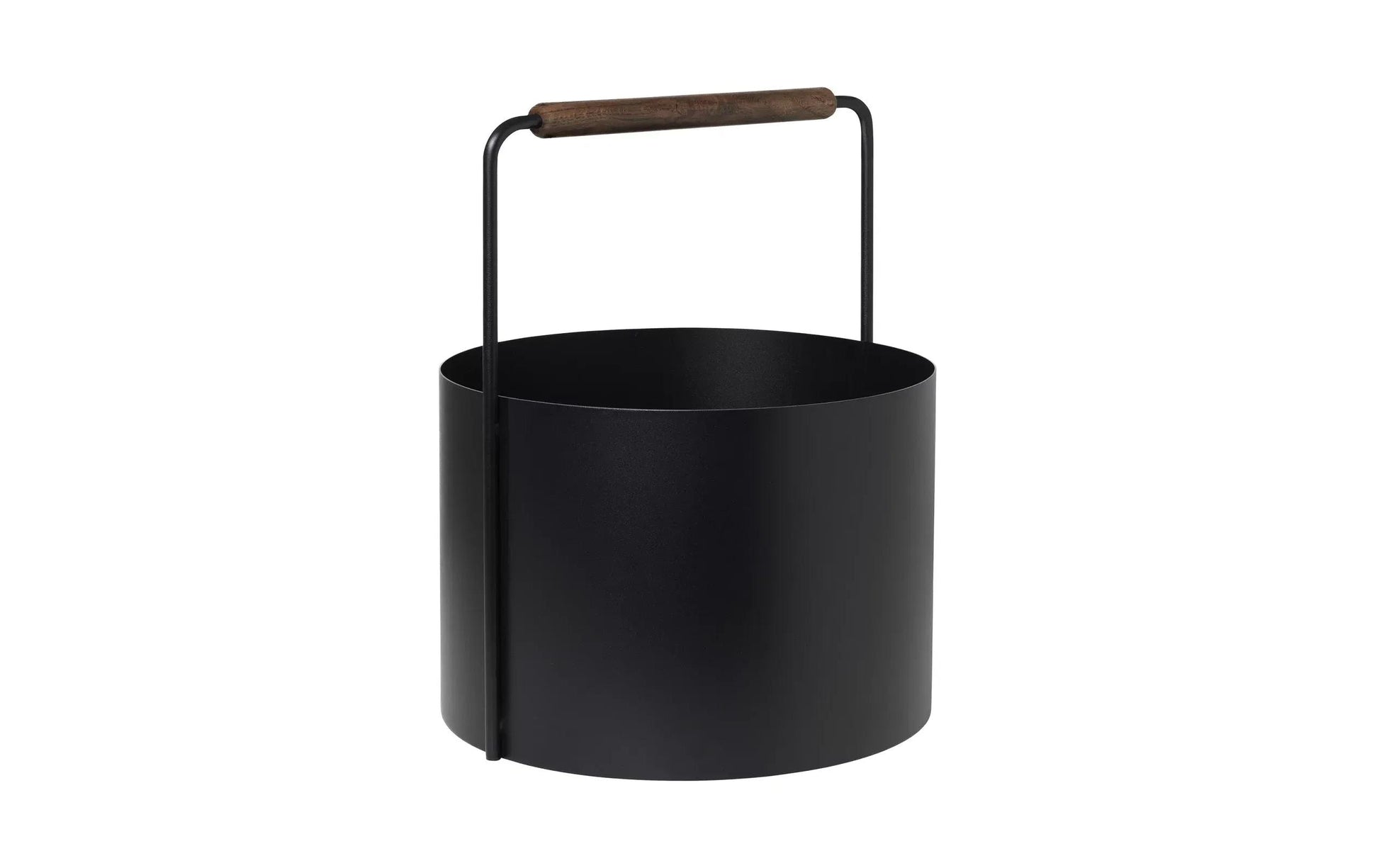 Blomus Aufbewahrungskorb – Stahl/Eiche – Schwarz/Braun – mit Griffen, FSC 100% – 350 × 452 × 350 mm