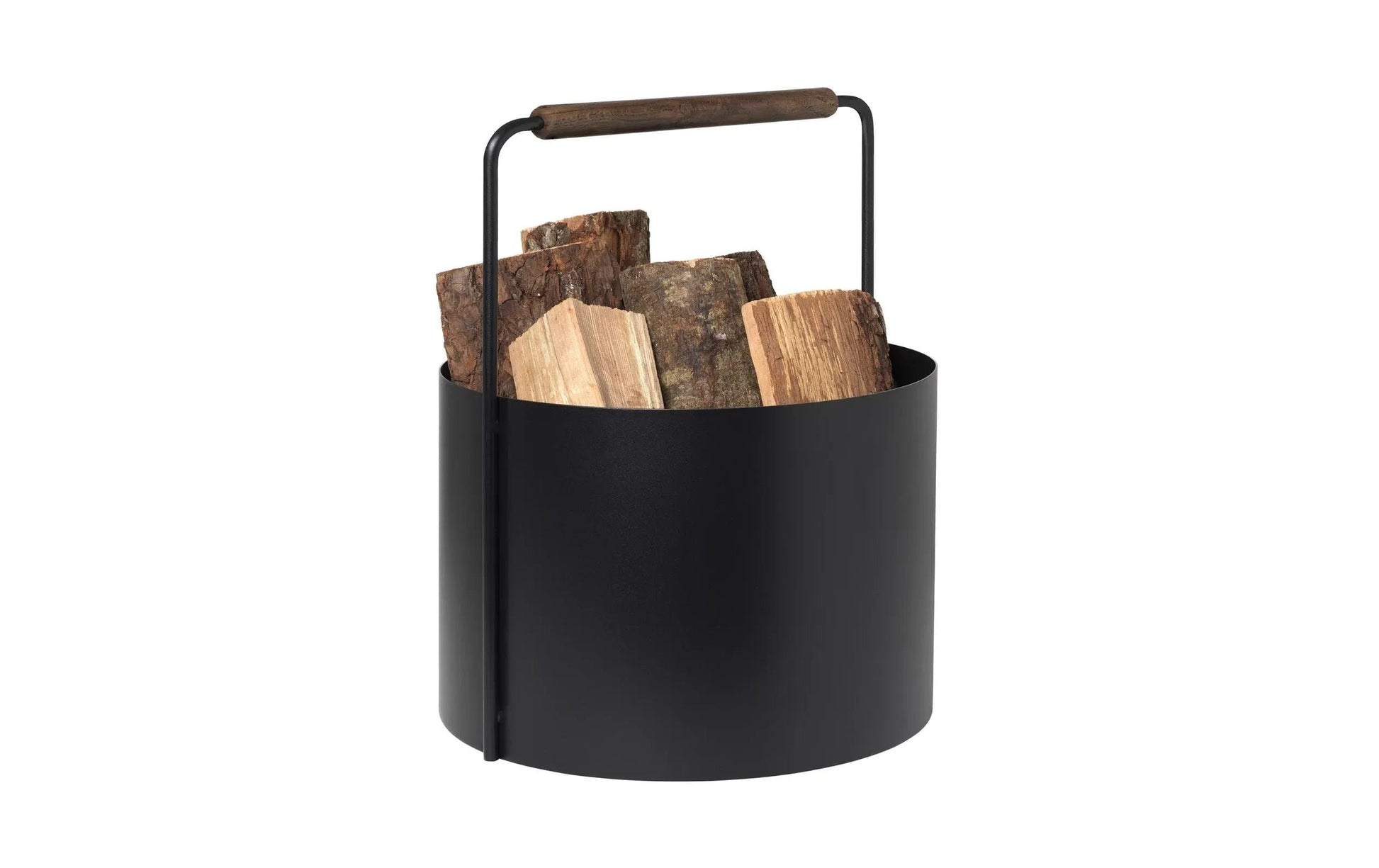 Blomus Aufbewahrungskorb – Stahl/Eiche – Schwarz/Braun – mit Griffen, FSC 100% – 350 × 452 × 350 mm