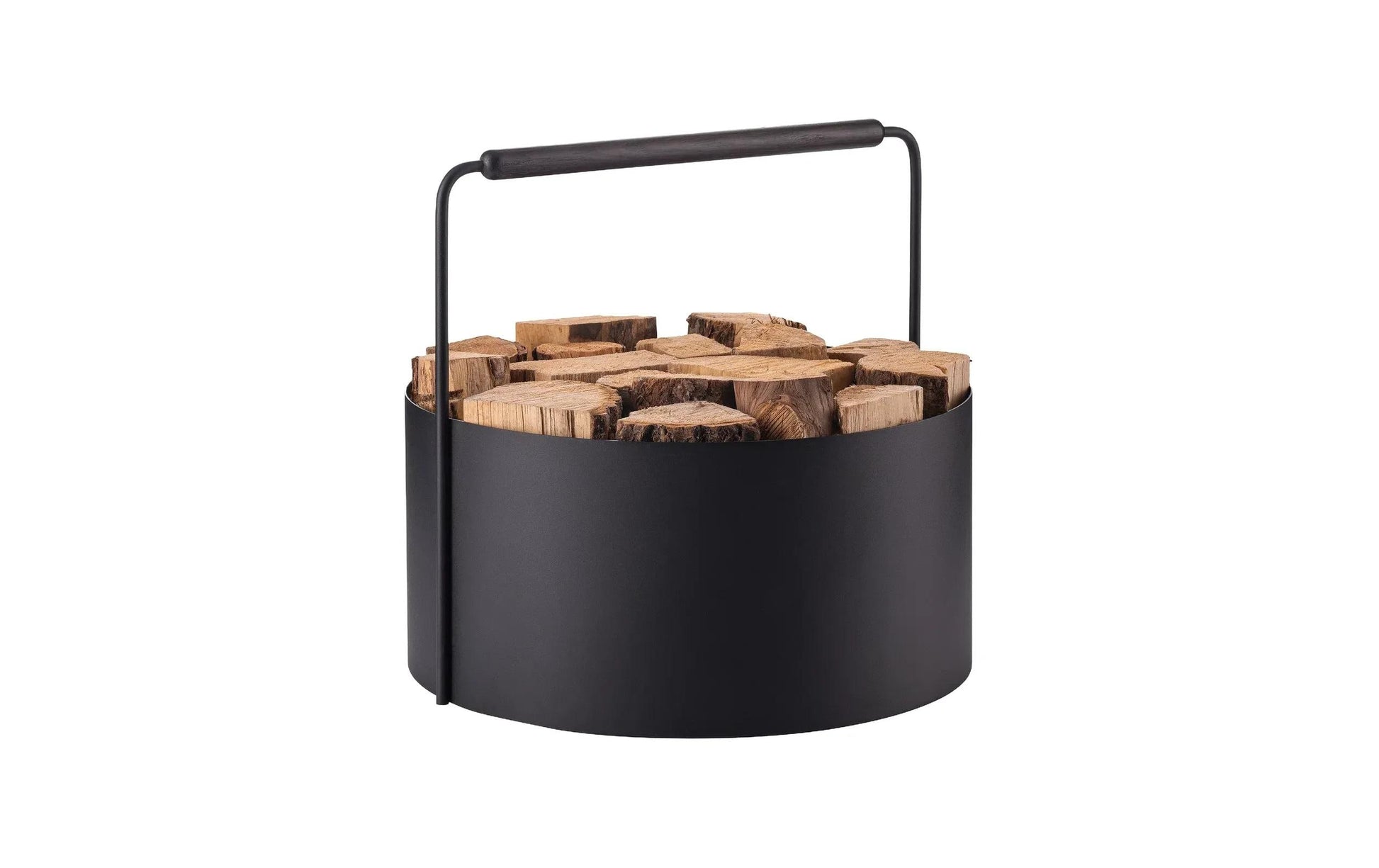Blomus Ashi Aufbewahrungskorb – Stahl/Eiche – Schwarz – mit Griff – 450 × 420 × 450 mm