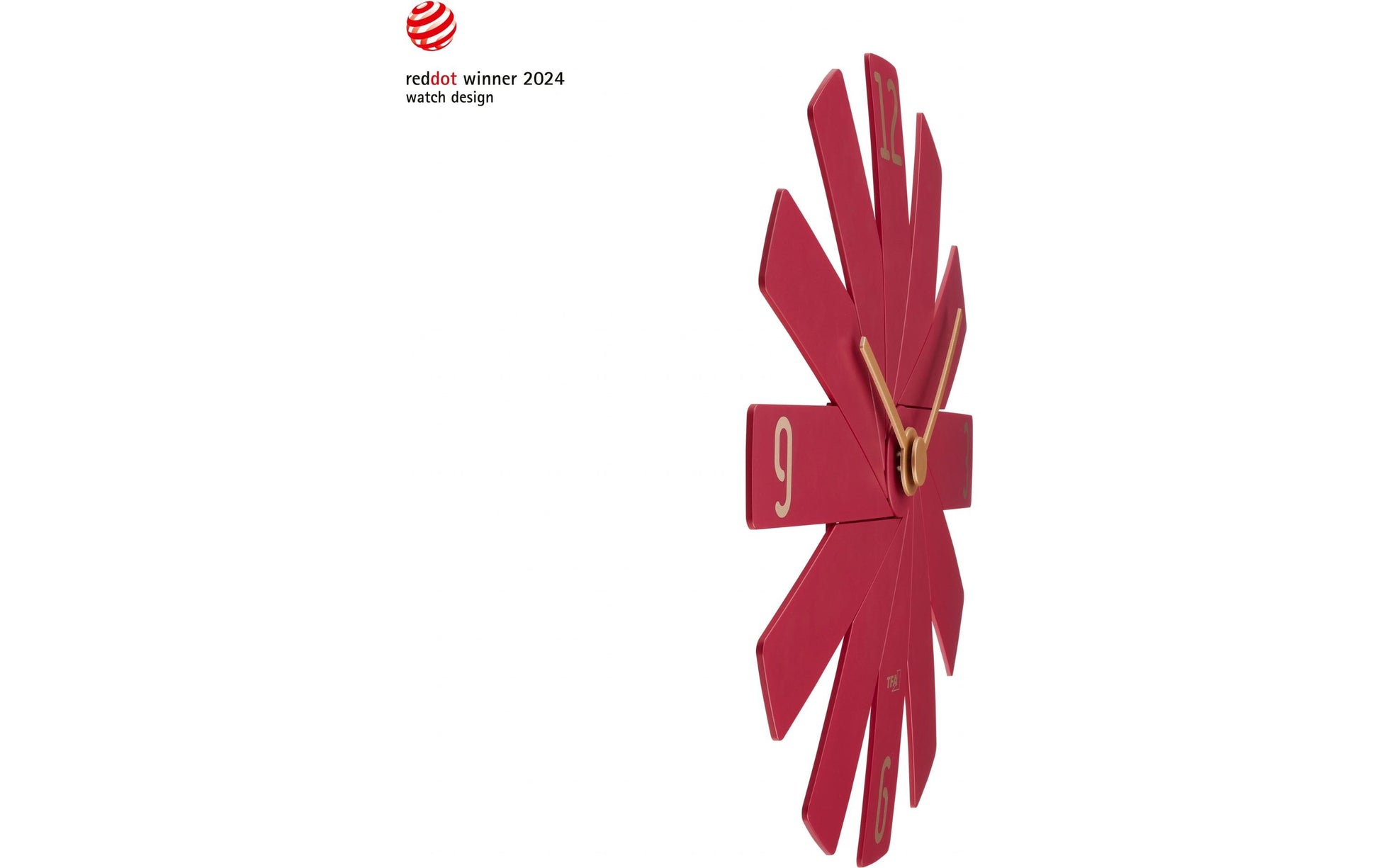 TFA-Dostmann TFA Dostmann Wanduhr – Analog, Lautlos, Ø 40 cm, Rot, Kunststoff