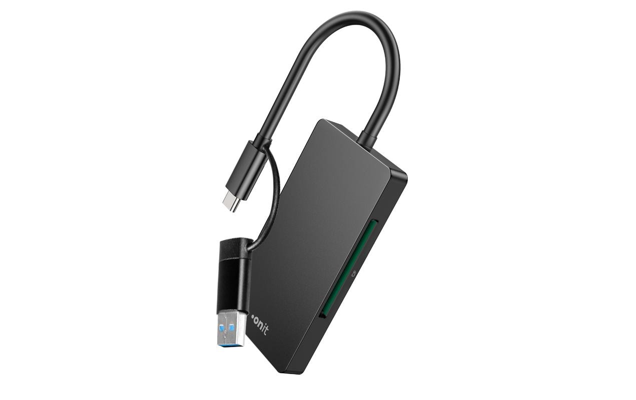Onit USB-C/A Multi – Smartcard-Leser – USB 3.1 Gen 1 (USB-A, USB-C), Schwarz, für Windows, macOS & mehr