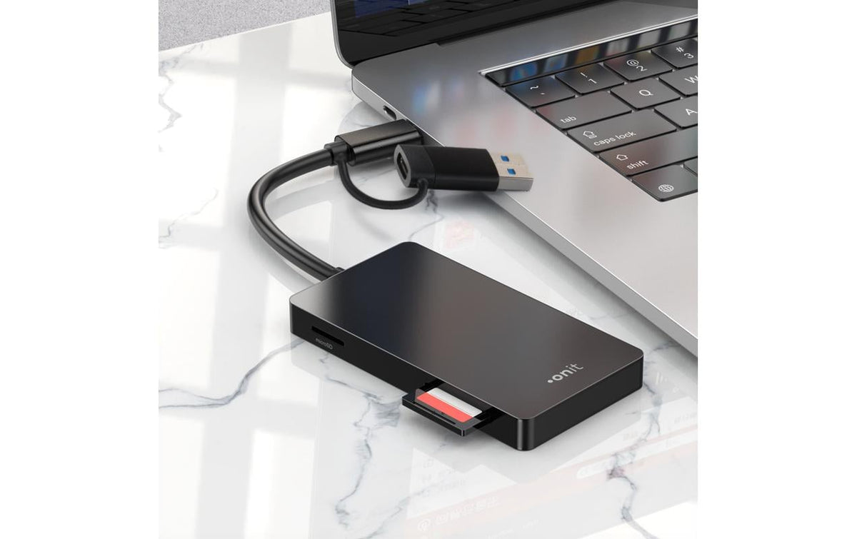 Onit USB-C/A Multi – Smartcard-Leser – USB 3.1 Gen 1 (USB-A, USB-C), Schwarz, für Windows, macOS & mehr
