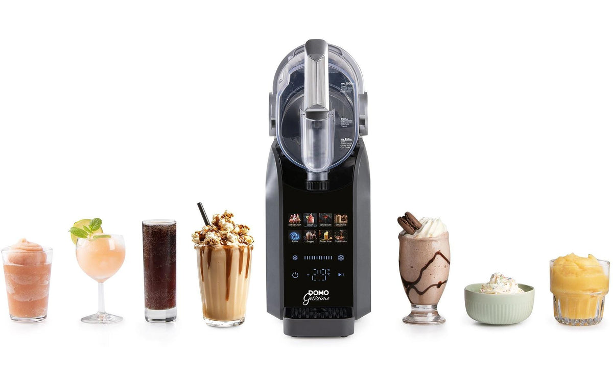 Domo Glacemaschine DO9308I – 1,8 l, Kompressor, Timer – Schwarz/Silber