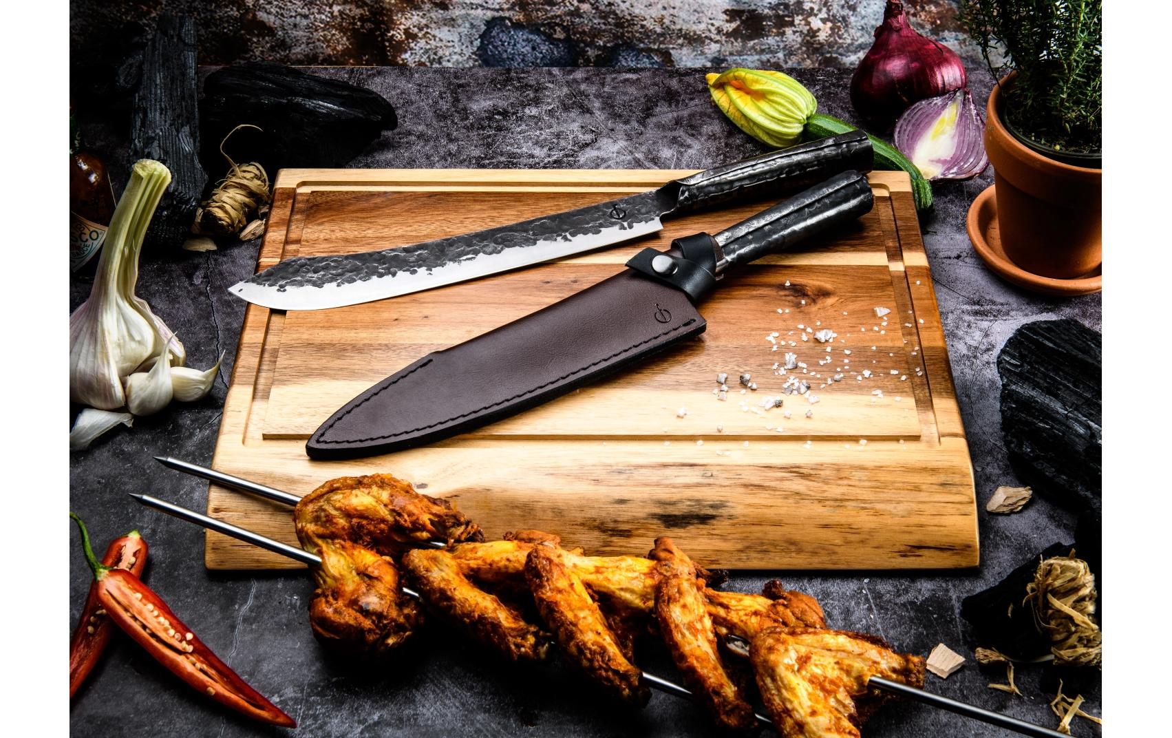Forged Etui 6 × 2 cm, Leder, braun, für Forged Messer