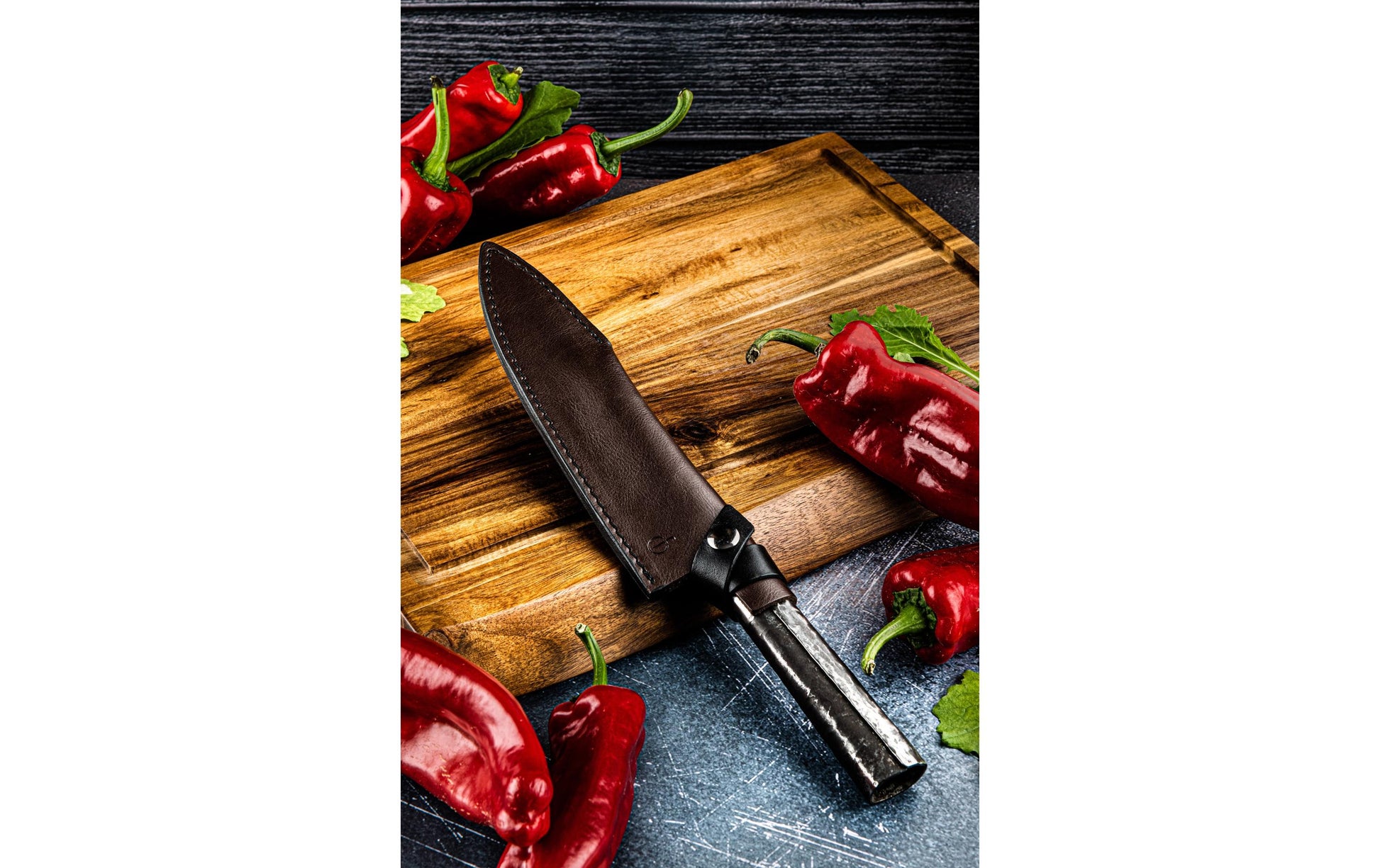 Forged Etui 6 × 2 cm, Leder, braun, für Forged Messer