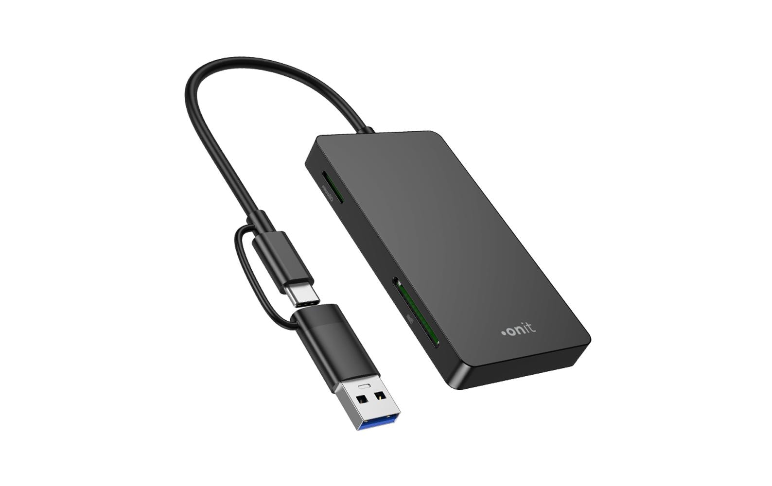 Onit USB-C/A Multi – Smartcard-Leser – USB 3.1 Gen 1 (USB-A, USB-C), Schwarz, für Windows, macOS & mehr
