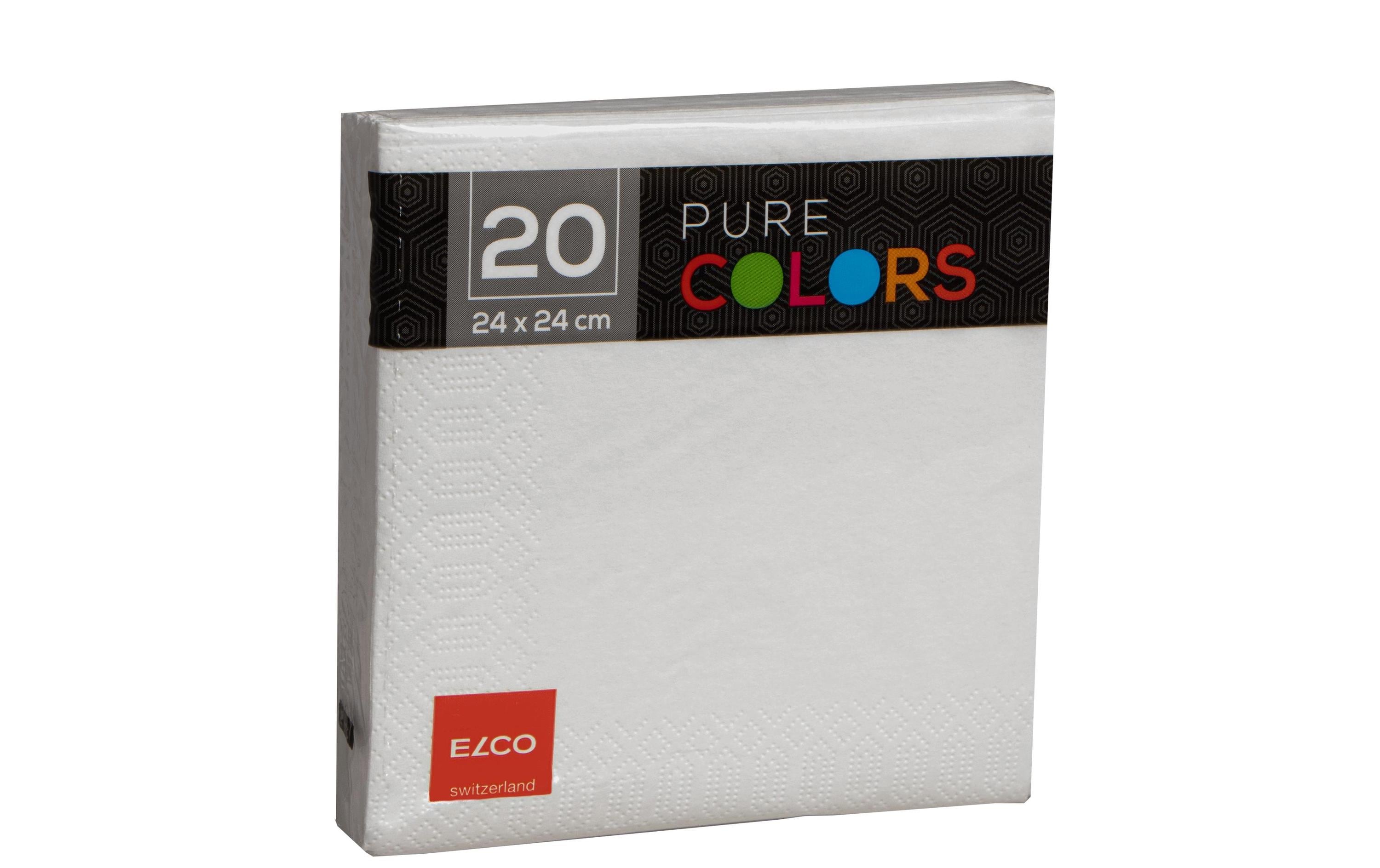 Elco Servietten – weiss – 24 × 24 cm, 3-lagig – 20 Stück
