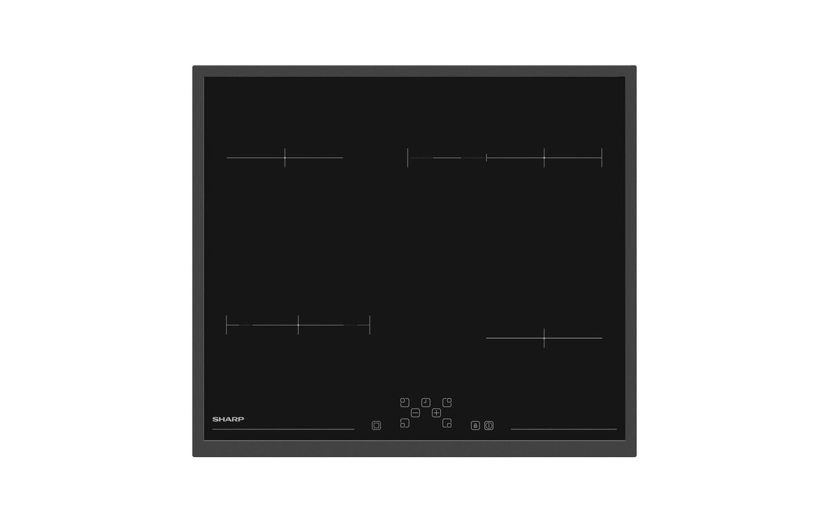Sharp Kochfeld KH-6V09FTMI-CH – 59 cm × 52 cm, 6000 W, Glaskeramik, 4 Kochzonen – Edelstahl