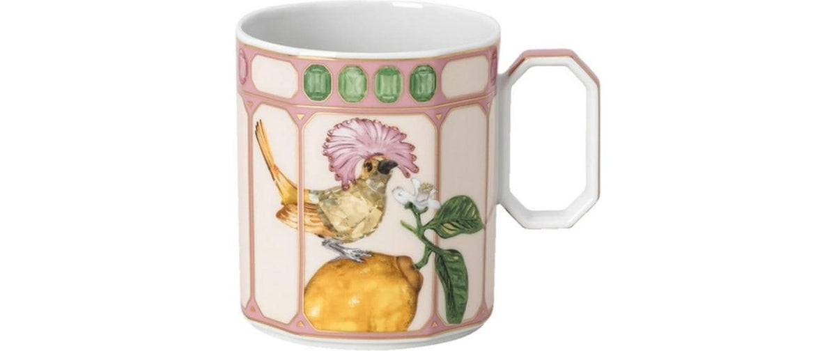 Rosenthal Kaffeebecher IDYLLIA Flycatcher – 390 ml, Ø 8,3 cm, Porzellan, Rosa, spülmaschinenfest