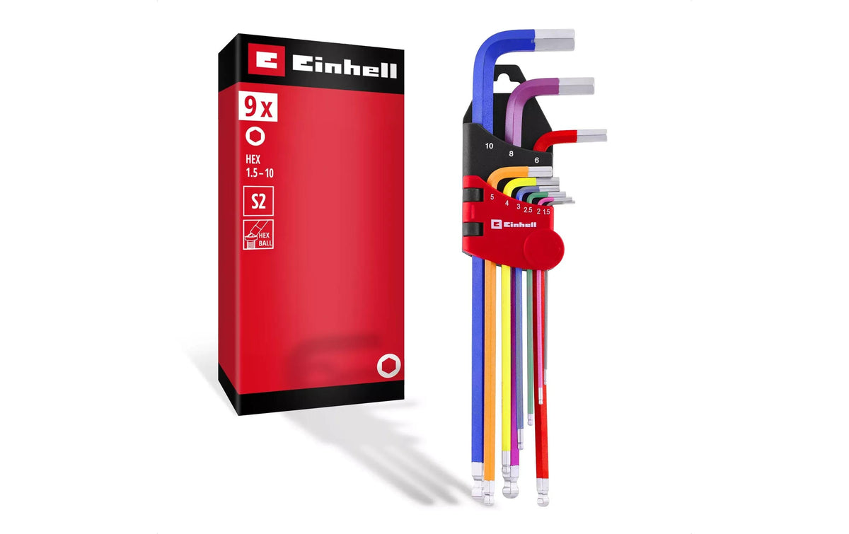 Einhell Winkelschlüssel-Satz, 9-teilig, Kugelkopf