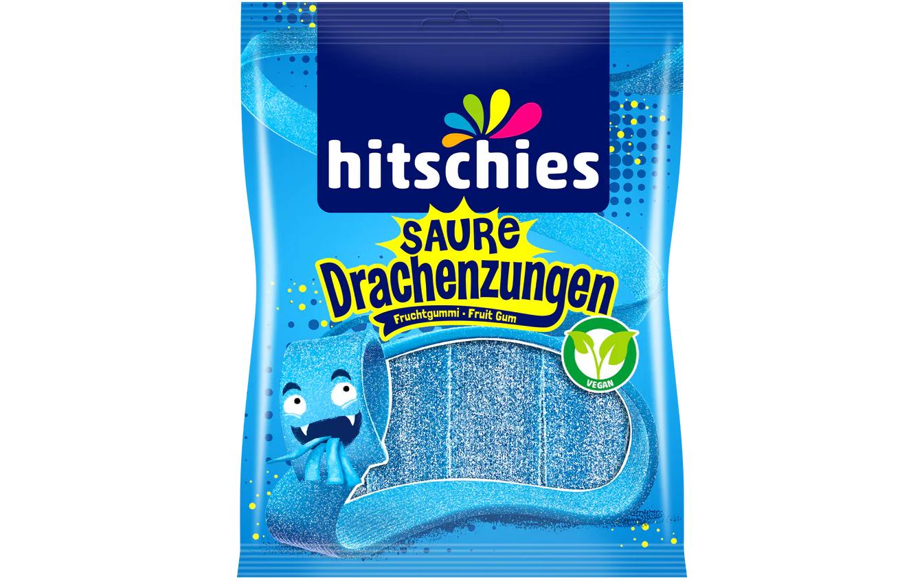 Hitschies Drachenzungen Fruchtgummi – Blau, Sauer, Vegan – 125 g