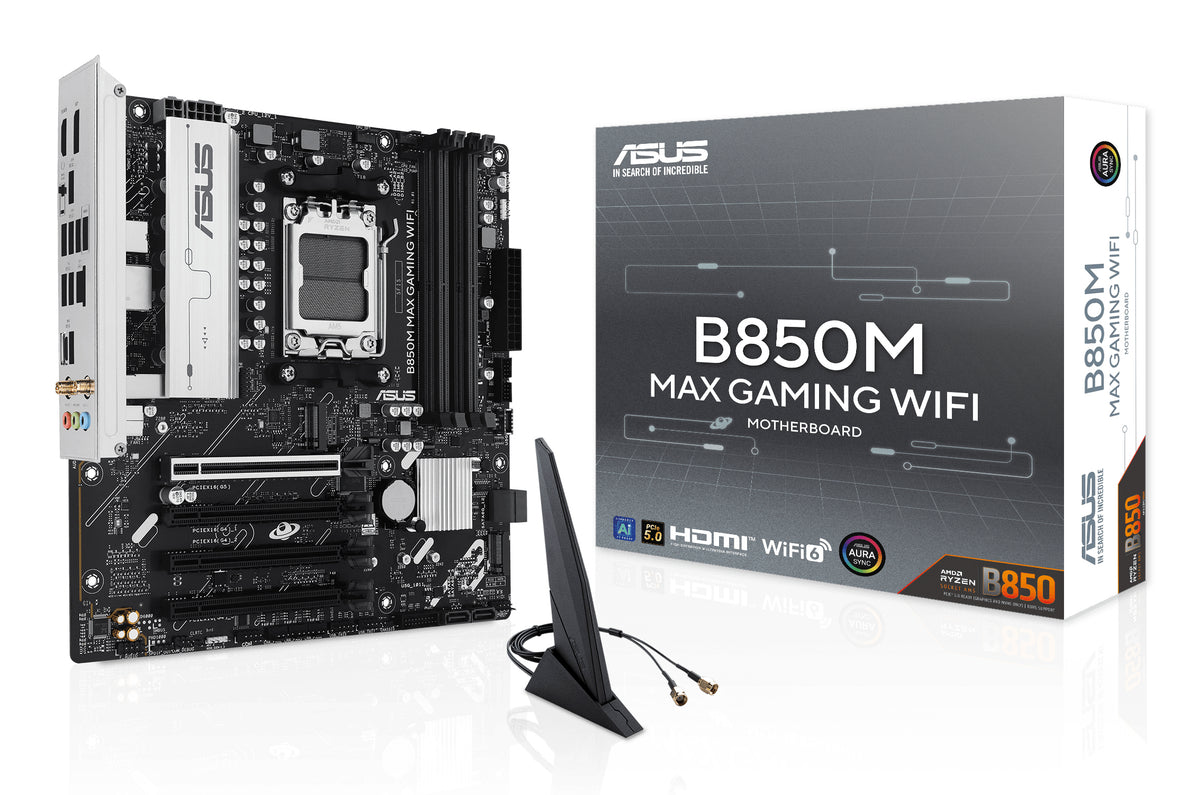 ASUS B850M MAX GAMING WIFI – Mainboard – Sockel AM5, AMD B850, mATX, DDR5