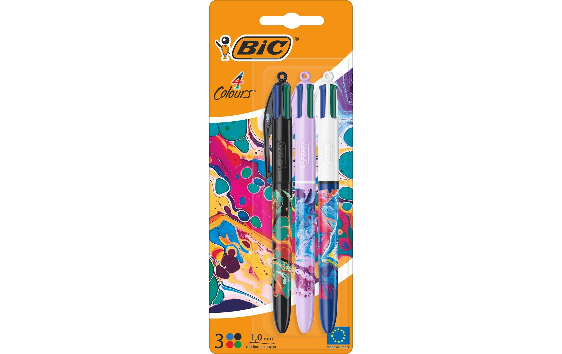 BIC 4 Colours Hydro Multifunktions-Kugelschreiber – 4 Farben, Spitze 1,0 mm, nachfüllbar, 3er Pack