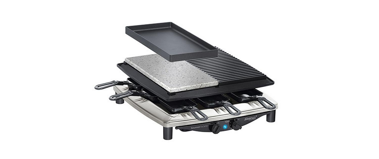 Steba Raclette-Grill RC4 Plus Deluxe – 8 Personen, 1450 W – Schwarz/Edelstahl