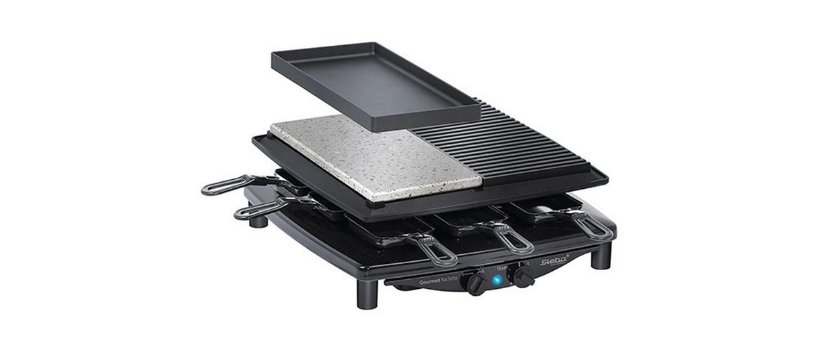 Steba Raclette-Grill RC4 Plus Deluxe – 8 Personen, 1450 W, Antihaftbeschichtung – Schwarz/Edelstahl