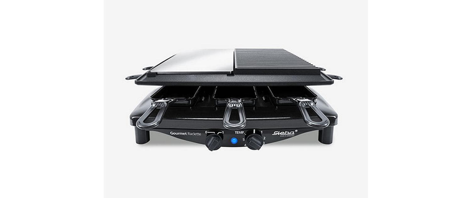 Steba Raclette-Grill RC8 – 8 Personen, 1450 W, 5 Stufen, Antihaftbeschichtet – Schwarz
