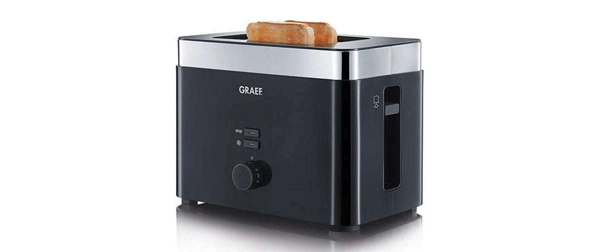 Graef Toaster TO 62 – 2 Scheiben, Abtaufunktion und Aufwärmfunktion, 1000 W – schwarz