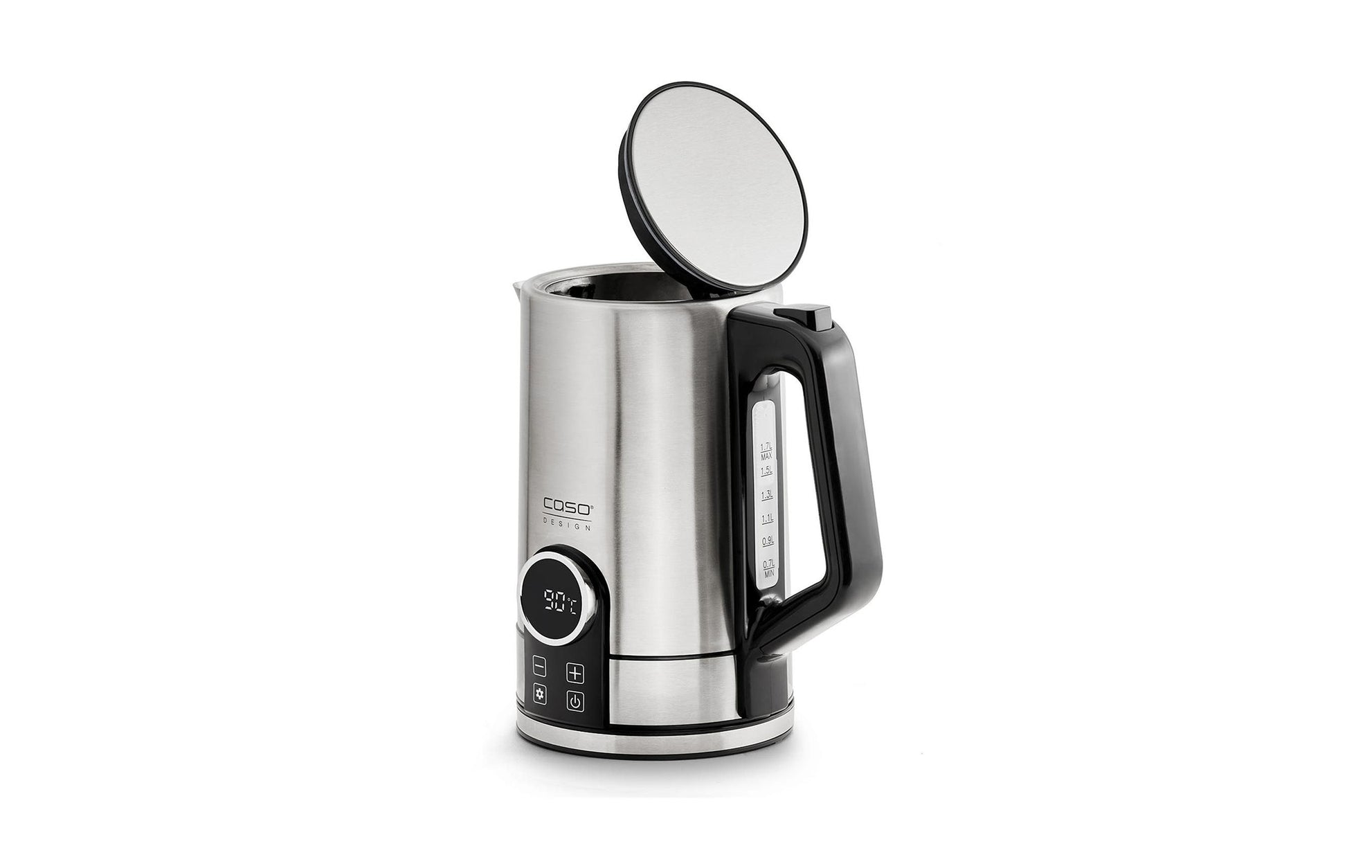 Caso Wasserkocher WK 2200 – 1,7 l, Edelstahl, Temperaturwahl, Warmhaltefunktion, 2200 W